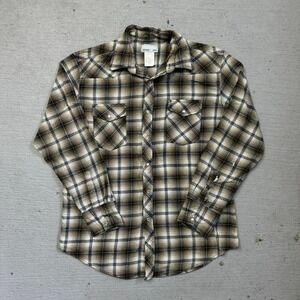 Wrangler Plaid Pearl‎ Snap Western Shirt Size Large
